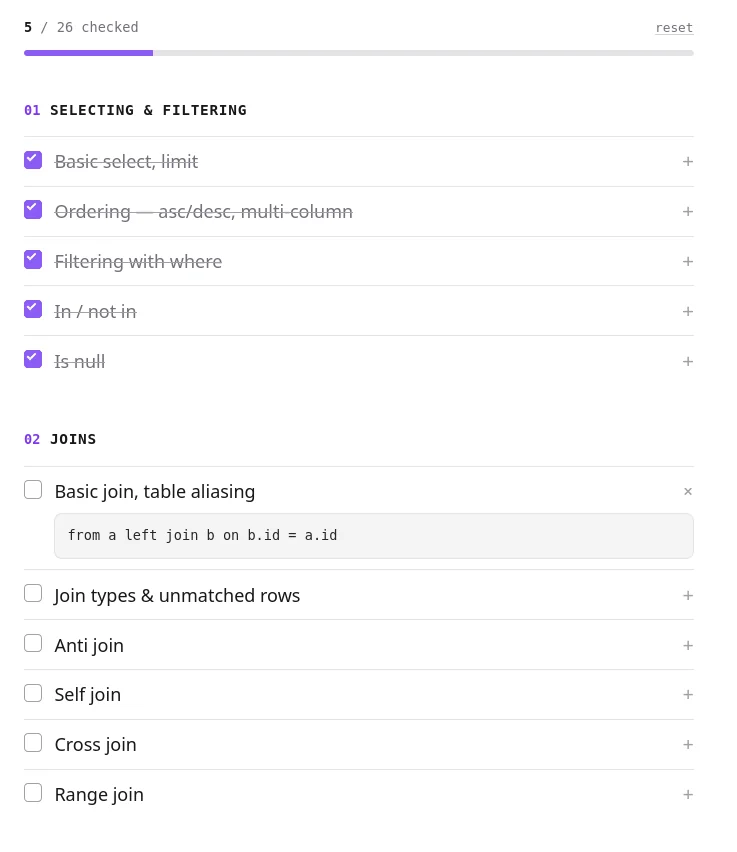 The SQL Checklist preview